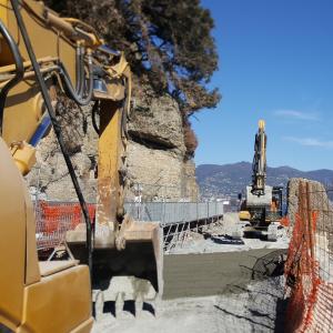 SP 227 di Portofino: la gettata di cemento sulla sede stradale ricostruita (2)