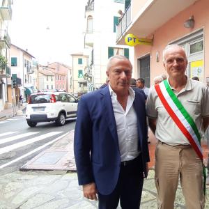 il presidente di atp, Sivori, il sindaco di Bargagli Sergio Casalini, ed il consigliere metropolitano ai trasporti Garbarino