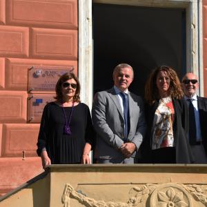La direttrice dell'Accademia Vidotto, gli assessori regionali Benveduti e Cavo, il presidente dell'Accademia Massolo ed il consigliere di CMGE Garbarino
