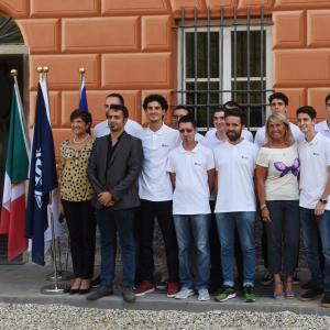 Accademia Italiana Marina Mercantile, i ragazzi con la direttrice Fara, i docenti ed Anna Giacobbe MSC Crociere