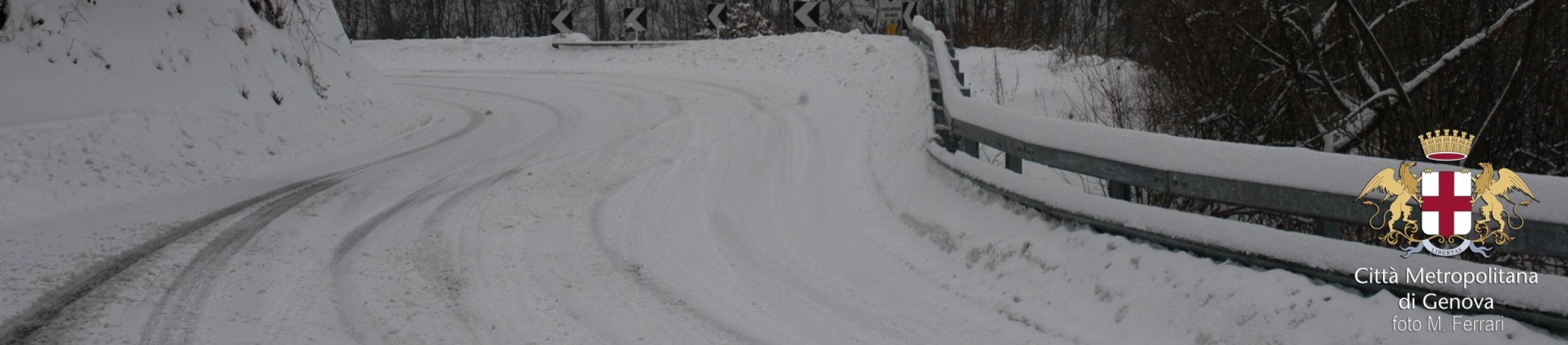 strada innevata