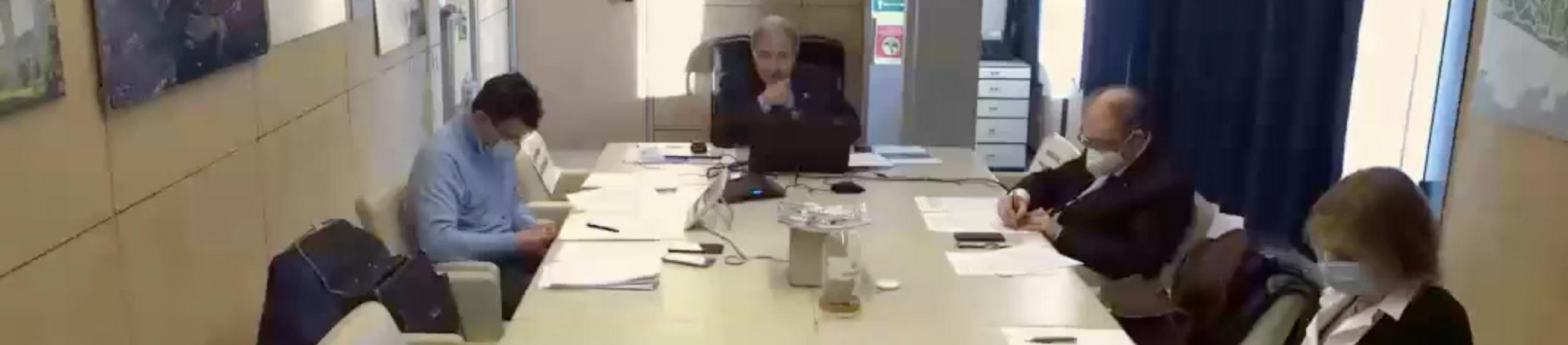 un momento della seduta in videoconferenza