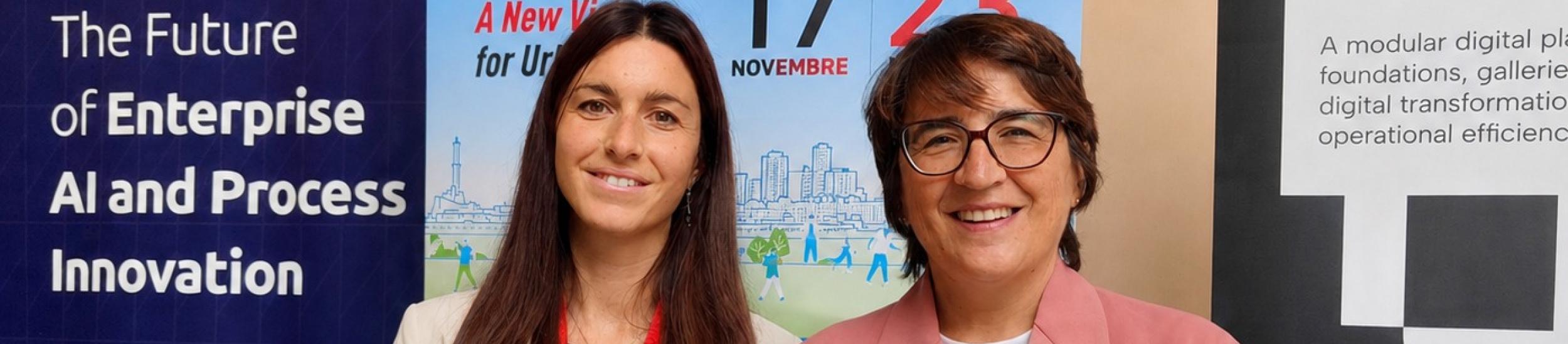 La Consigliera metropolitana delegata alla Pianificazione strategica e la Assessora all'ambiente del Comune di Genova durante l'ultima edizione di Smart Week.