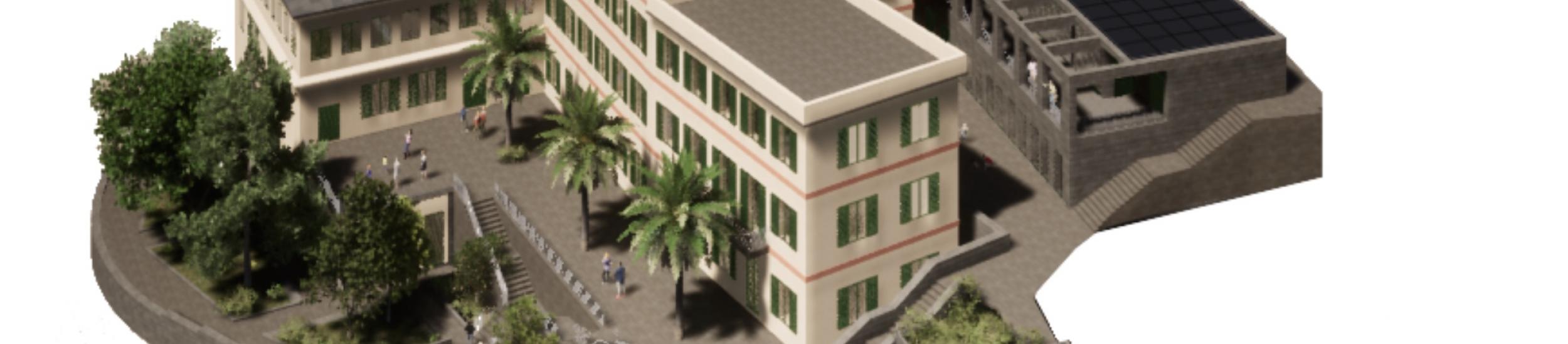 rendering di progetto dei lavori all'edificio di via Gerolamo Speroni a Recco