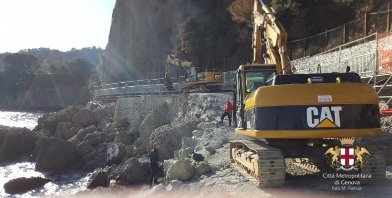 Sp 227 di Portofino: ruspe al lavoro