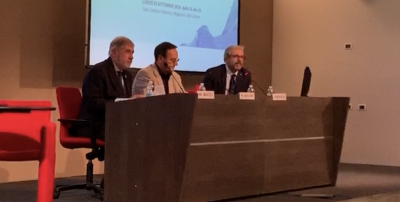 L'intervento del consigliere Muscatello durante il convegno