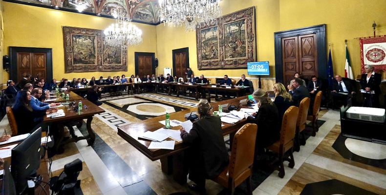 La seduta del consiglio Metropolitano del 29 ottobre 2025. Vista complessiva del salone