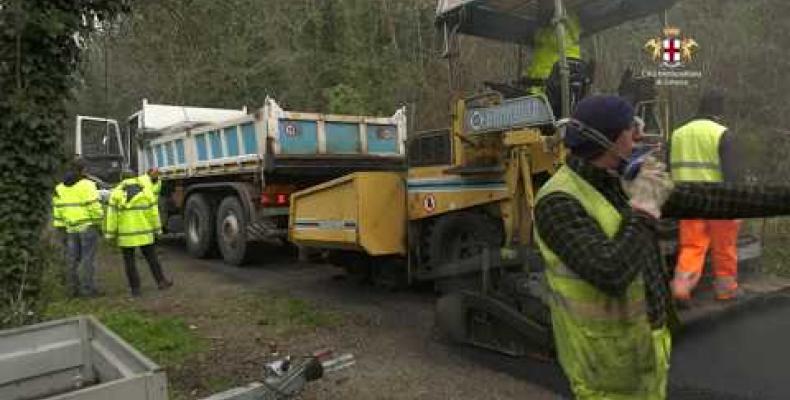 Lavori di bitumatura in loc. Fiume Castiglione Chiavarese