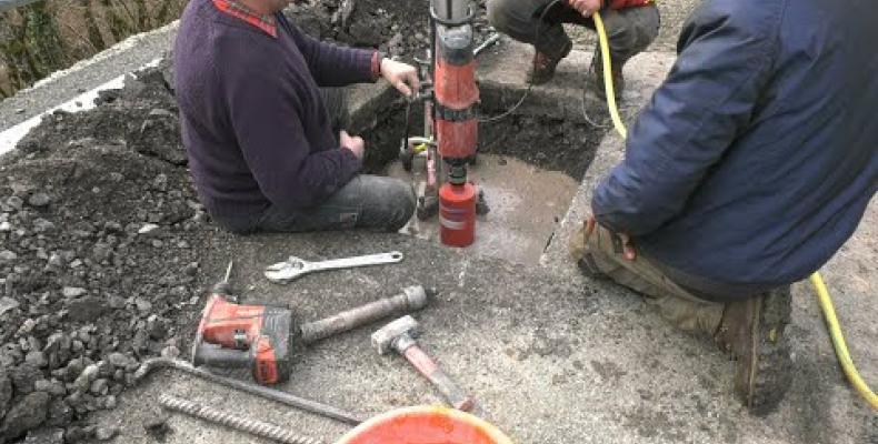 Sp 28 della Val d'Aveto, primi carotaggi sul ponte di Pievetta